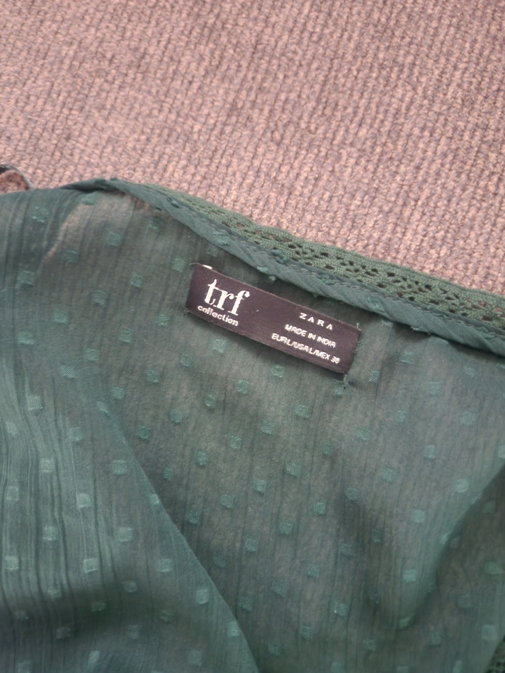 Zara Green Ruffle V-Neck Sheer Blouse - Picture 3 of 5